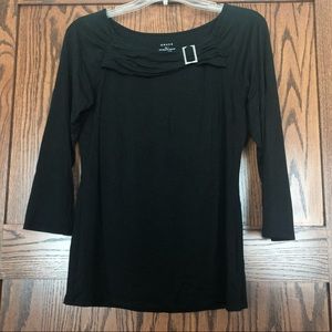 🌻 (3/$20) Grace Black Blouse 3/4 Length Sleeves